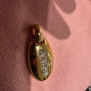 Vintage Gold Pendant with Clear Stones